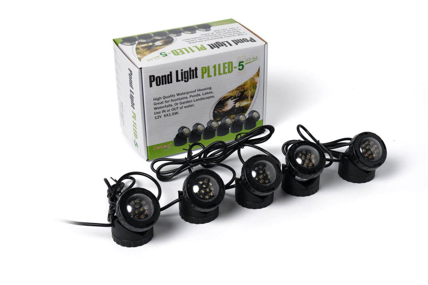 Jebao Submersible LED Pond Light with Photcell Sensor, Set of 5