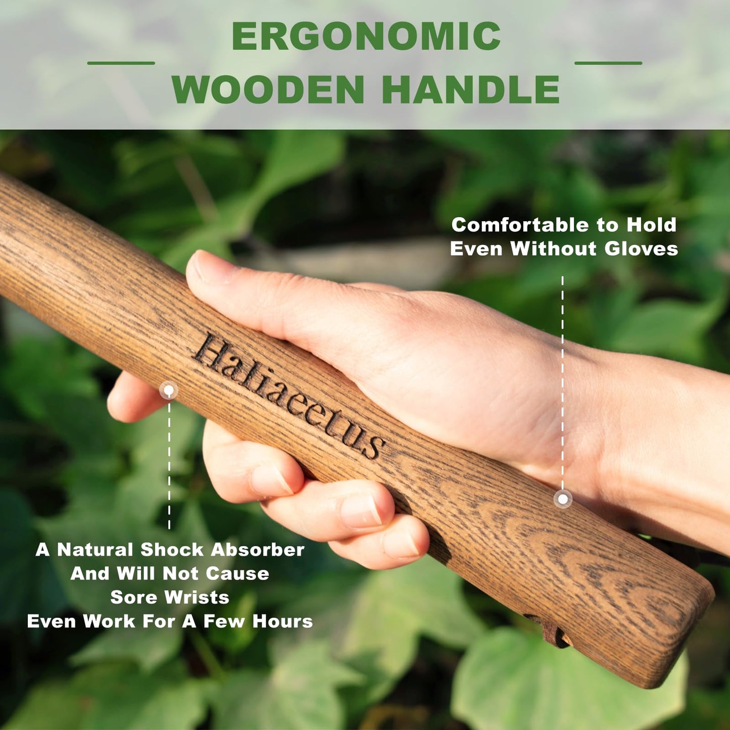Haliaeetus Scuffle Hoe, 16.8'' Stirrup Hoe for Weeding Precisely in Raised Bed, Stainless Steel Action Hoe for Weeding in Push-Pull Motion, Hula Hoe with Compact Size for Weeding in Between Plants