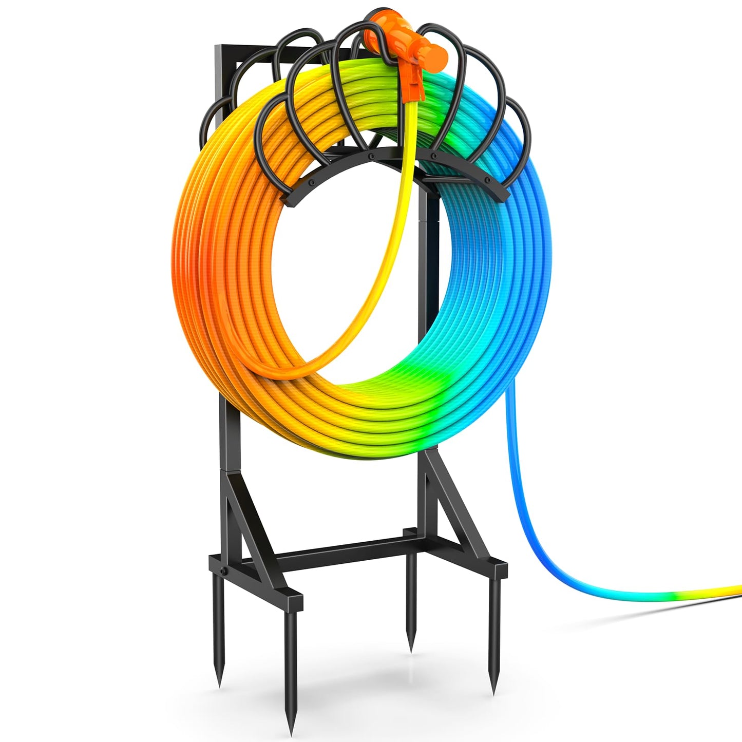 Garden Hose Holder for Outside, Heavy Duty Water Hose Holder Holds 160-Feet Hose, Stable Detachable Hose Stand Storage Hanger Rack for Yard Lawn Farm