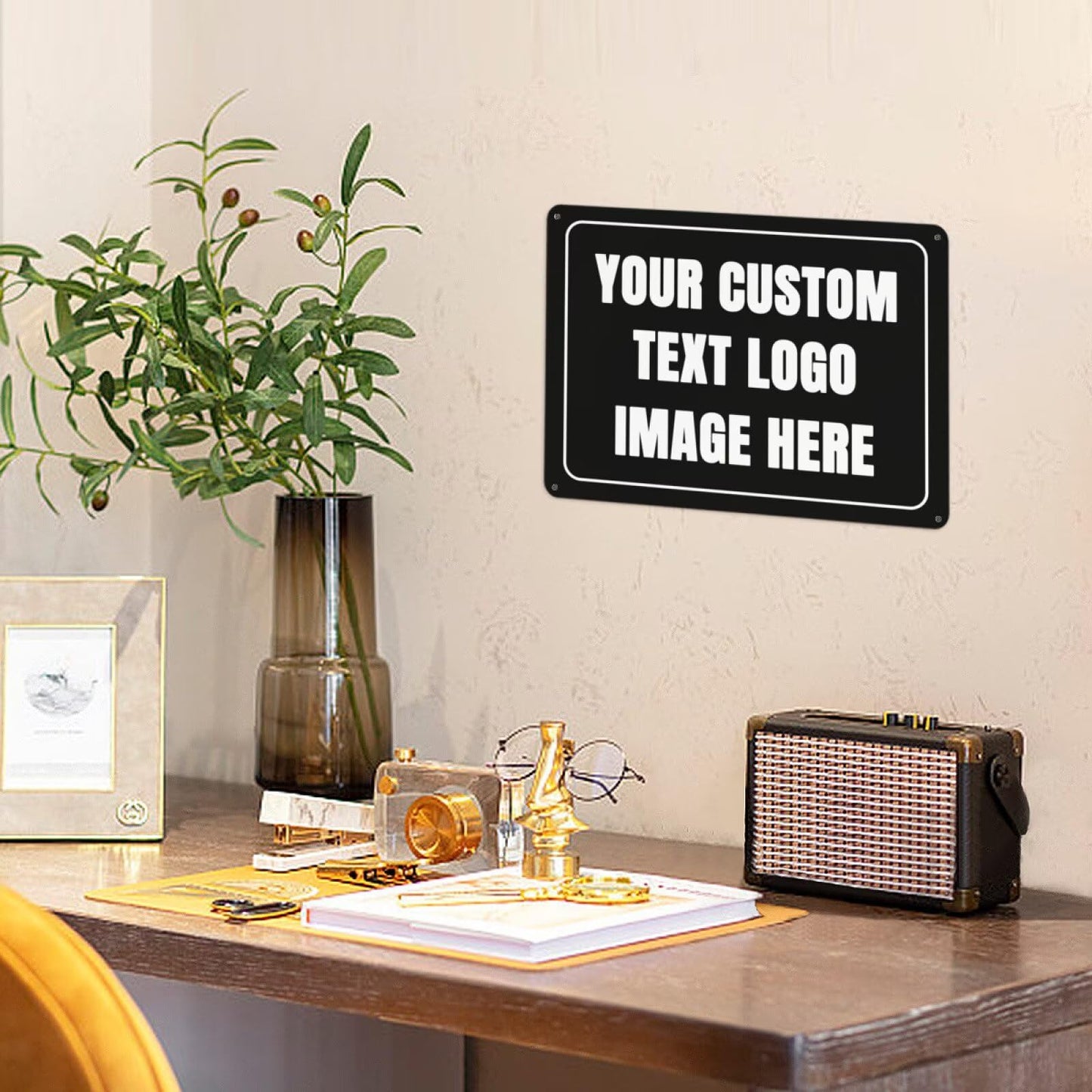 Custom Sign Personalized Metal Sign Custom Signs for Office/Wall/Garden/Indoor or Outdoor/Home Signs Design Your Logo/Text/Image-12x8Inch