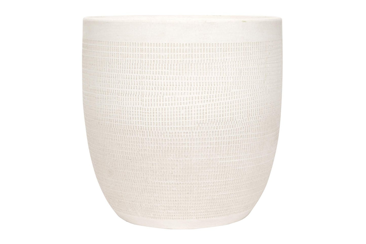 Creative Co-Op Large Matte White Embossed Stoneware Planter