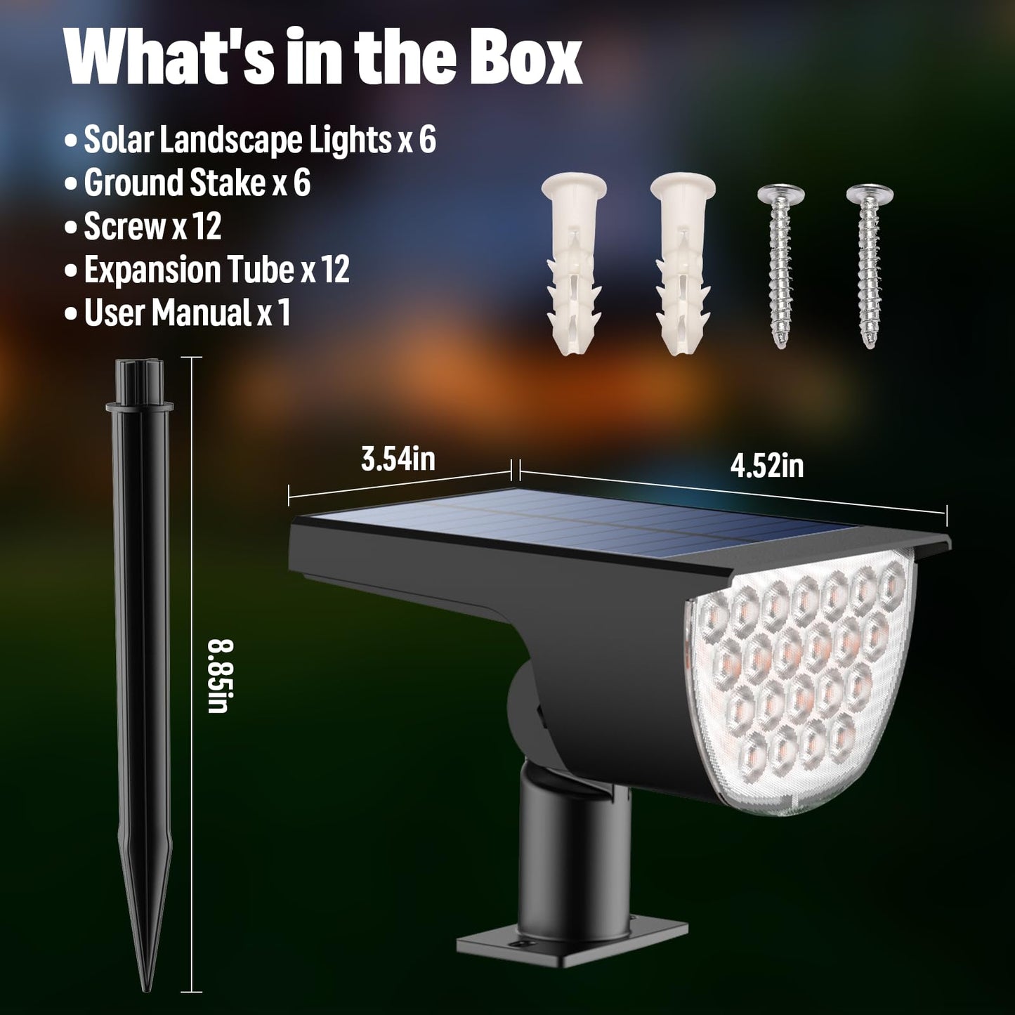 GKGG Solar Lights Outdoor Waterproof IP65, Solar Powered 76 LED 3 Lighting Modes Solar Spot Lights Outdoor for Yard Garden Landscape Pathway (Warm White, 6 Pack)