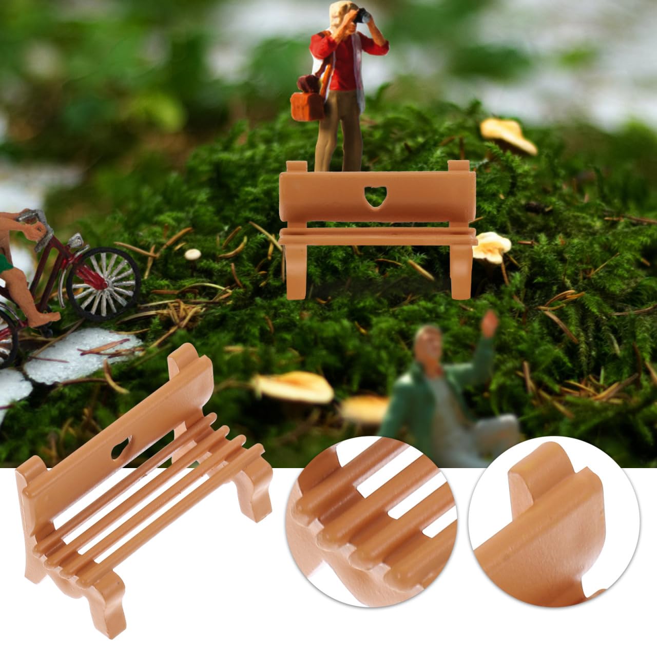 DECHOUS 4Pcs Miniature Park Bench Model 1:75 Scale Plastic Dollhouse Mini Bench for Micro Landscape Garden Accessories