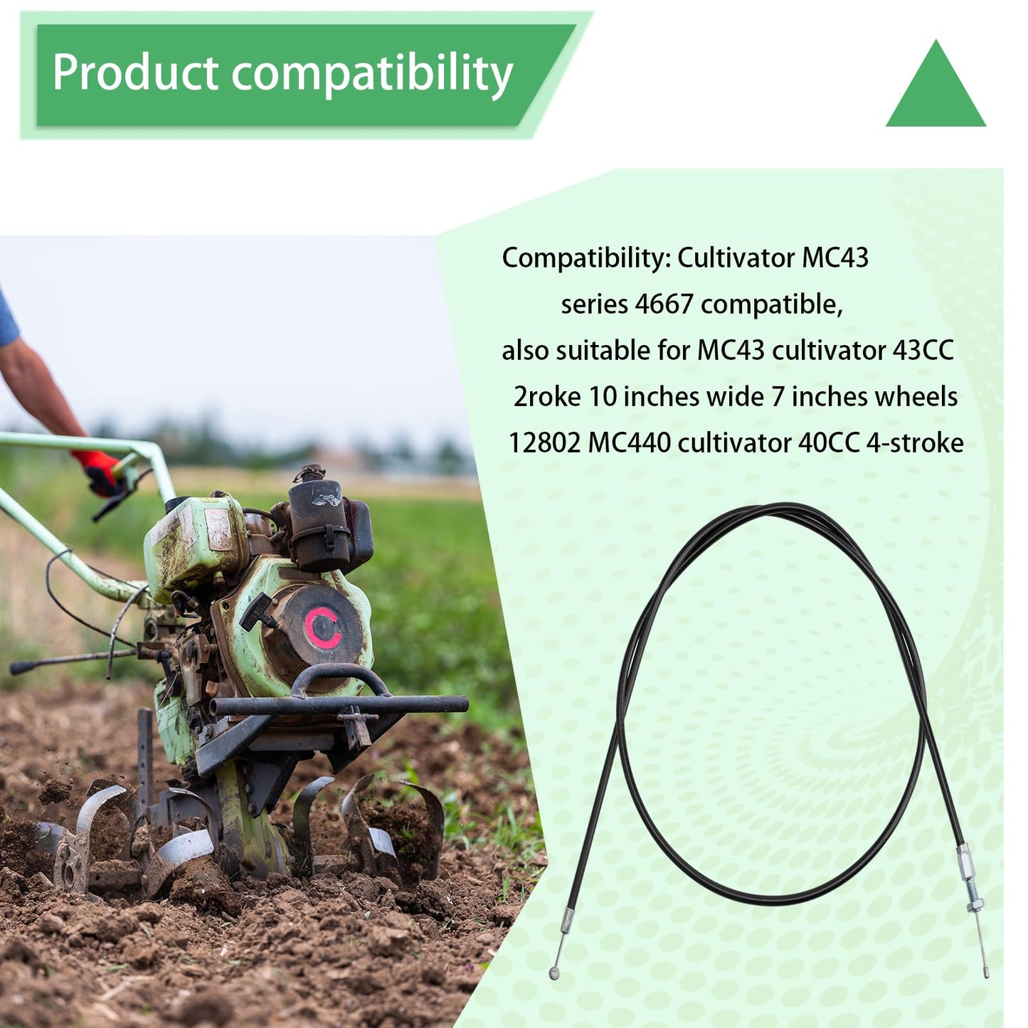 DONFON 14645 Throttle Cable, Earthquake Tiller Parts Seismic Throttle Cable for MC43 Cultivators Replaces 4667(Including Trimmers and Weeders), Replacement for Ardisam OEM, Replaceable Throttle Cable