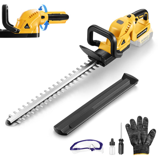 DGQHME Cordless Hedge Trimmer, Compatible with Dw 20V MAX Battery, Lightweight Hedge Trimmers,3000RPM 180° Rotating Head,3/4" Blade Gap(Battery Not Included)