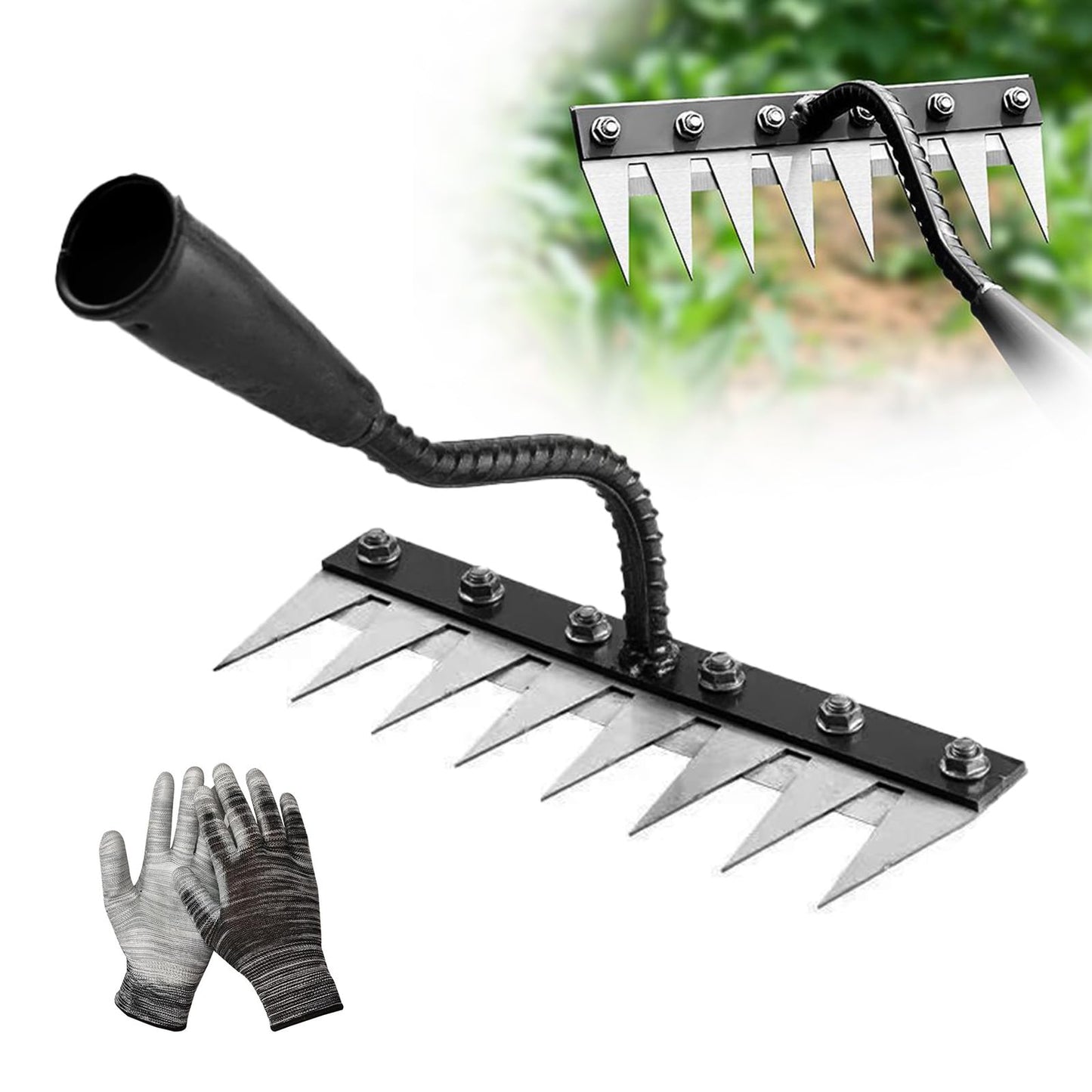 Weed Puller Tool - Iron Weeding Rake for Gardening and Weedings, 2026 Portable Duty Gardening Hand Weed Remover Tool, Upgraded 8 Teeths Garden Weedings Rakes for Lawn, Flower Beds & Soil Aeration