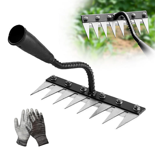Weed Puller Tool - Iron Weeding Rake for Gardening and Weedings, 2026 Portable Duty Gardening Hand Weed Remover Tool, Upgraded 8 Teeths Garden Weedings Rakes for Lawn, Flower Beds & Soil Aeration