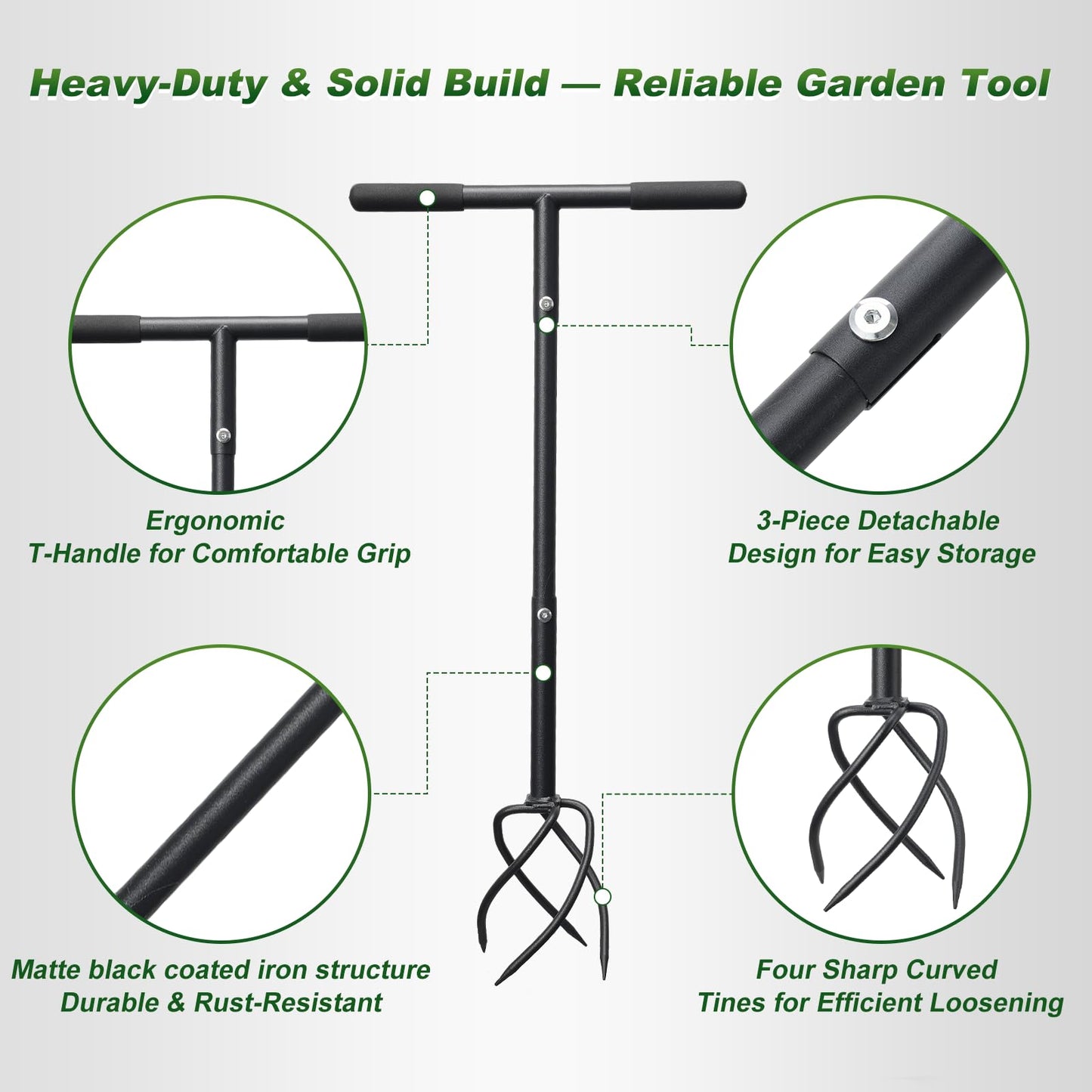 Hand Tiller Garden Tool 3 Ft Garden Claw Hand Tool Sturdy Garden Hand Tiller for Gardening Labor Saving Twist Tiller for Soil Tillage, Weed Control Lawn Aeration