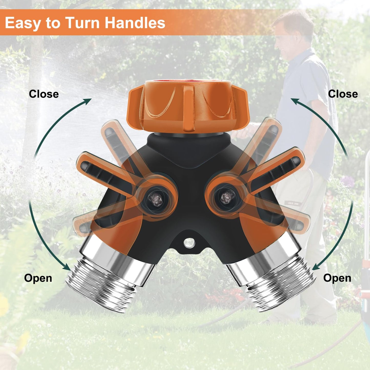Lumanious Hose Splitter, Garden Hose Splitter 2 Way Heavy Duty,3/4" Spigot Adapter Connector with 2 Kink Free Faucet Extension Hose Protector 6 Rubber Washers and PTEP Tape for Drip Irrigation, Lawns