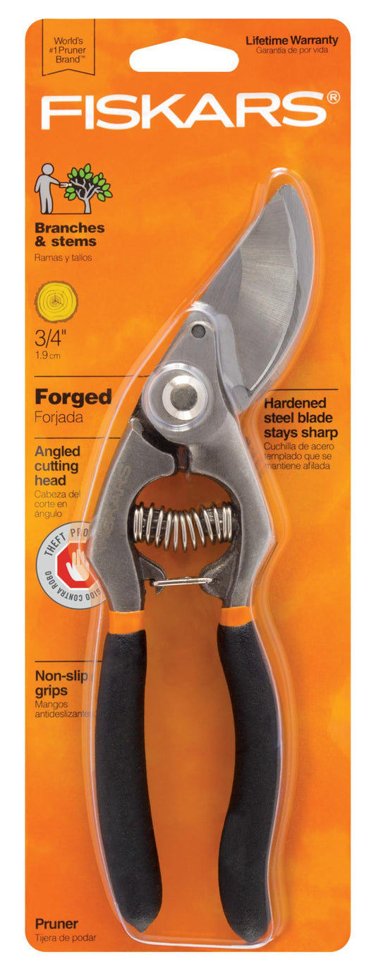 FISKARS® Forged Steel Bypass Pruner - Ultra-Durable, Ergonomic Design for Comfortable Use while Gardening - Cut and Prune Stems and Light Branches up to ¾” diameter - 375 Years of Quality