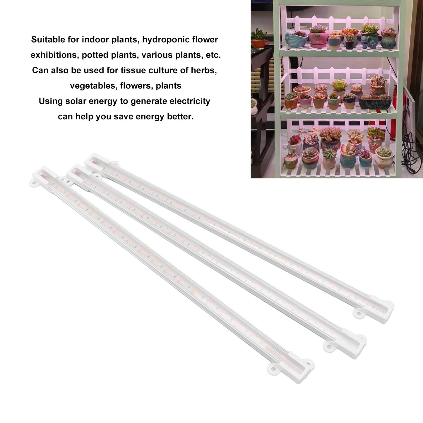 QANYEGN Solar Plant Grow Lamp, LED Plant Grow Light Strip, LED Grow Light for Outdoor Indoor Greenhouse(30W)
