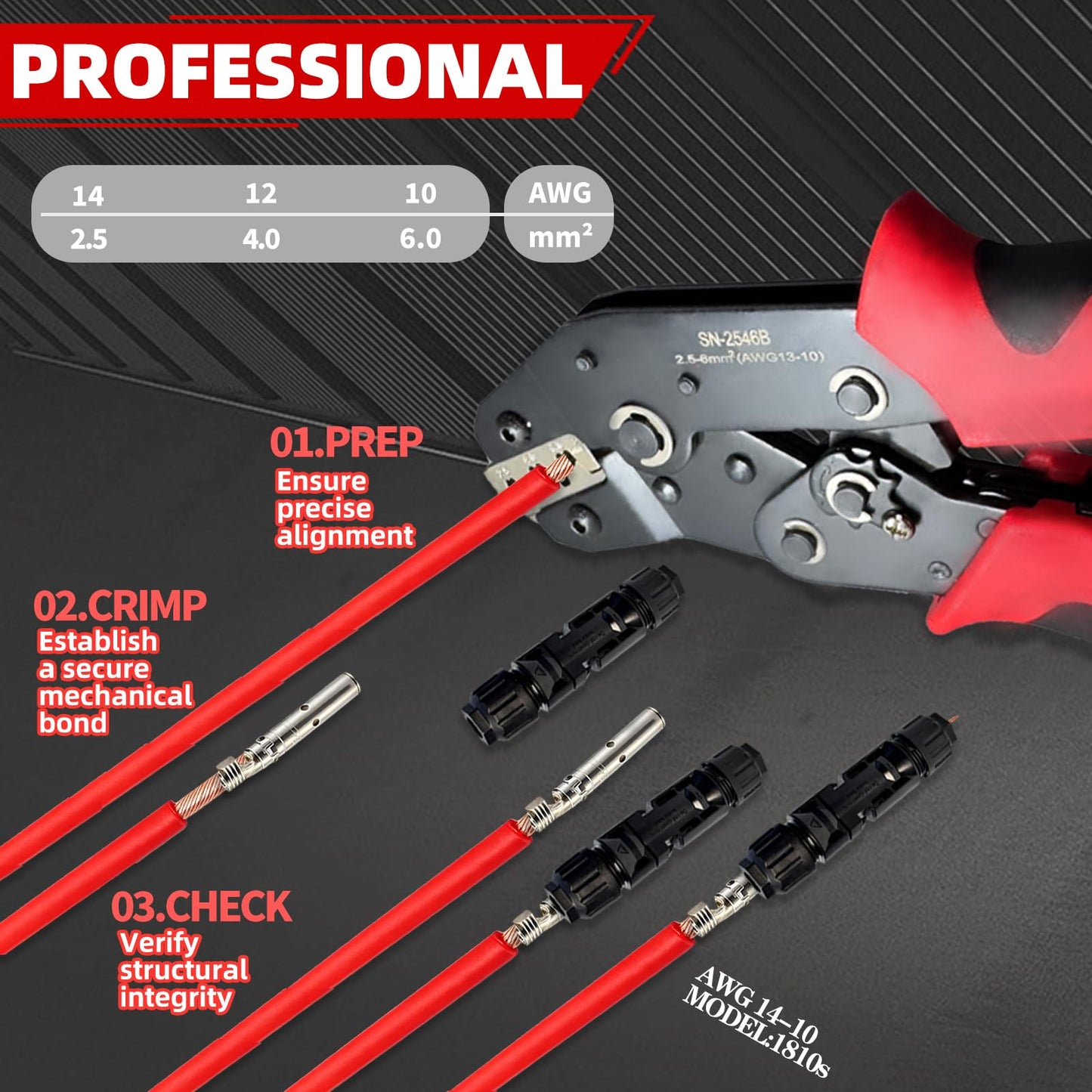 51 PCS Solar Crimper Tool Kit, Solar Panel Connector Crimping Tool with 24 Pairs Connectors,1 PCS Wire Crimper,2 PCS Multi-Functional Spanners Wrench for PV System Assembly and Installation