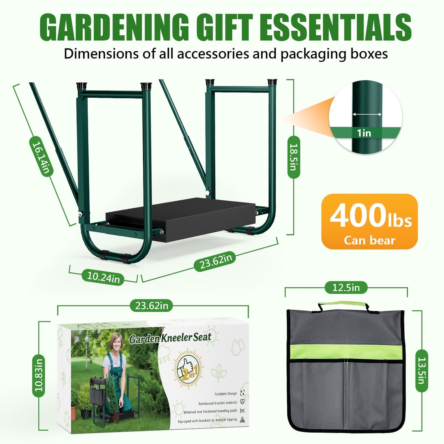 seasky Foldable Garden Kneeler and Seat, Anti-Tipping Gardening Bench Widened Thick Soft Kneeling Pad, Heavy Duty Gardening Stool with Tool Bag,Gardening Gift for Women