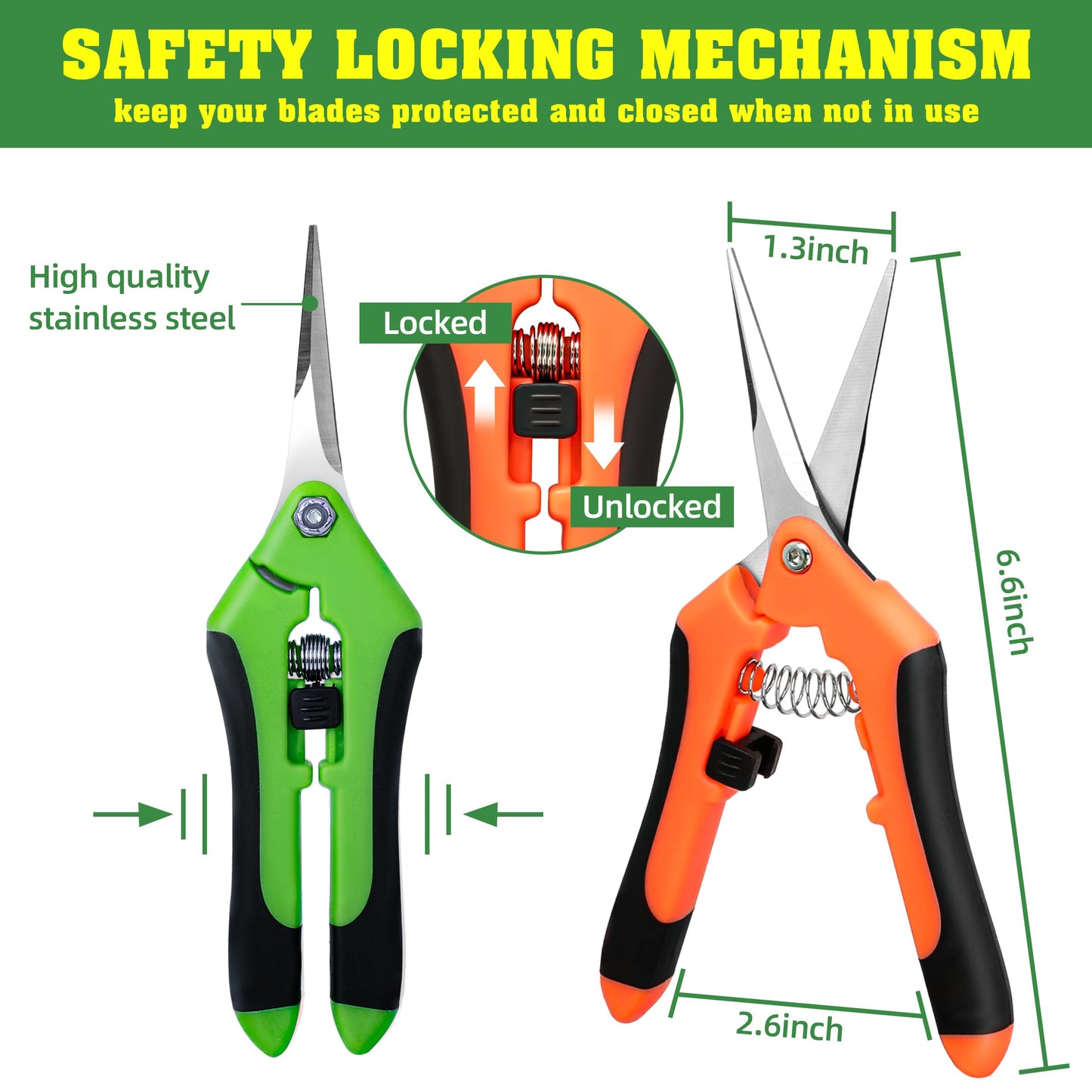 EWPJDK 4 Pack Garden Shears, Stainless Steel Shears Gardening Tools, Scissors, Garden Clippers, Pruning Shears for Gardening Shears & Scissors (Orange Green)