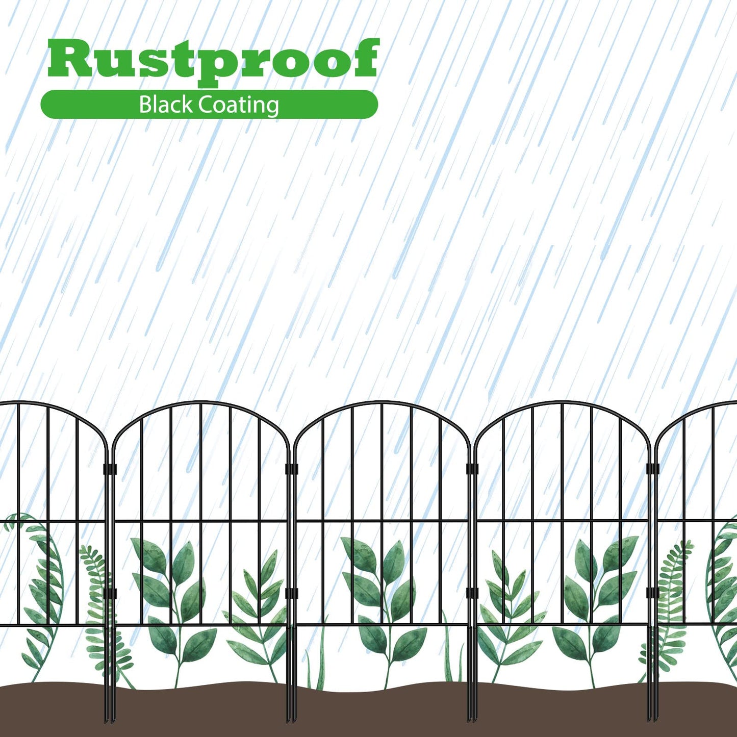 OUSHENG Decorative Garden Fence Fencing 10 Panels, 10ft (L) x 24in (H) Rustproof Metal Wire Border Animal Barrier for Dog, Flower Edging for Yard Landscape Patio Outdoor Decor, Arched