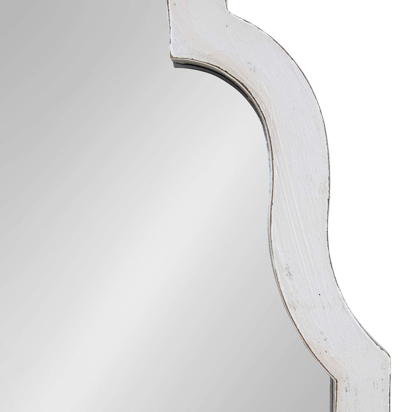 Kate and Laurel Damara Moroccan Style Hand Painted Arch Mirror with Reclaimed Wood, 26x48, Antique White