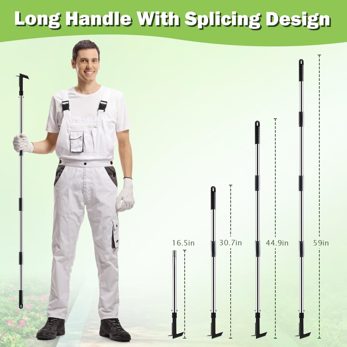 LAWFYMORI Crack Weeder Tool with Long Handle - 2 in 1 Weed Crack Remover Tool Gardening, 60" Manual Crevice Weeding Tools L-Shape Weed Puller for Sidewalk Driveway Paver Patio Yard Garden