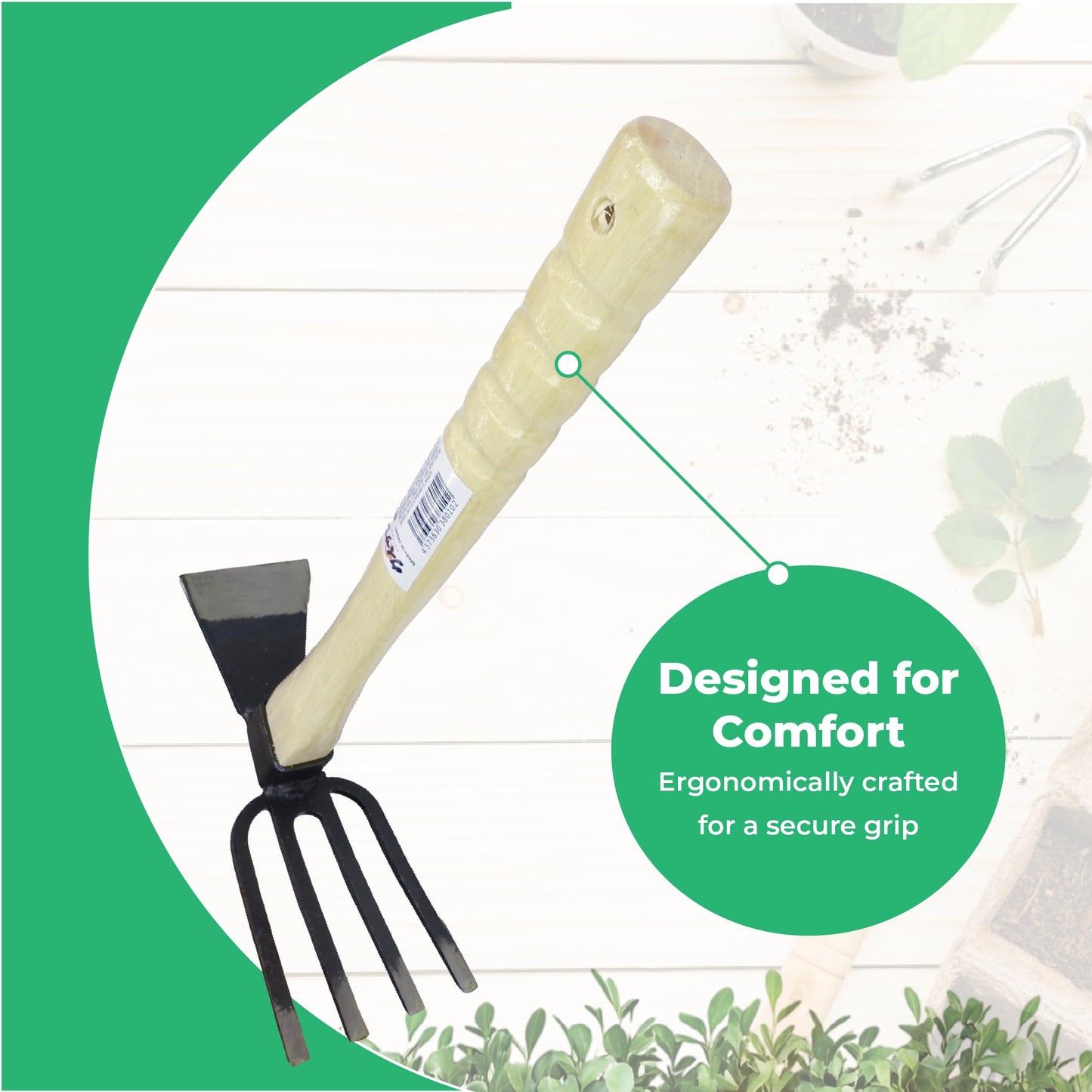Japanese Dual Sided Garden Cultivator – Handcrafted Garden Hoe & Tiller, Sturdy & Handy