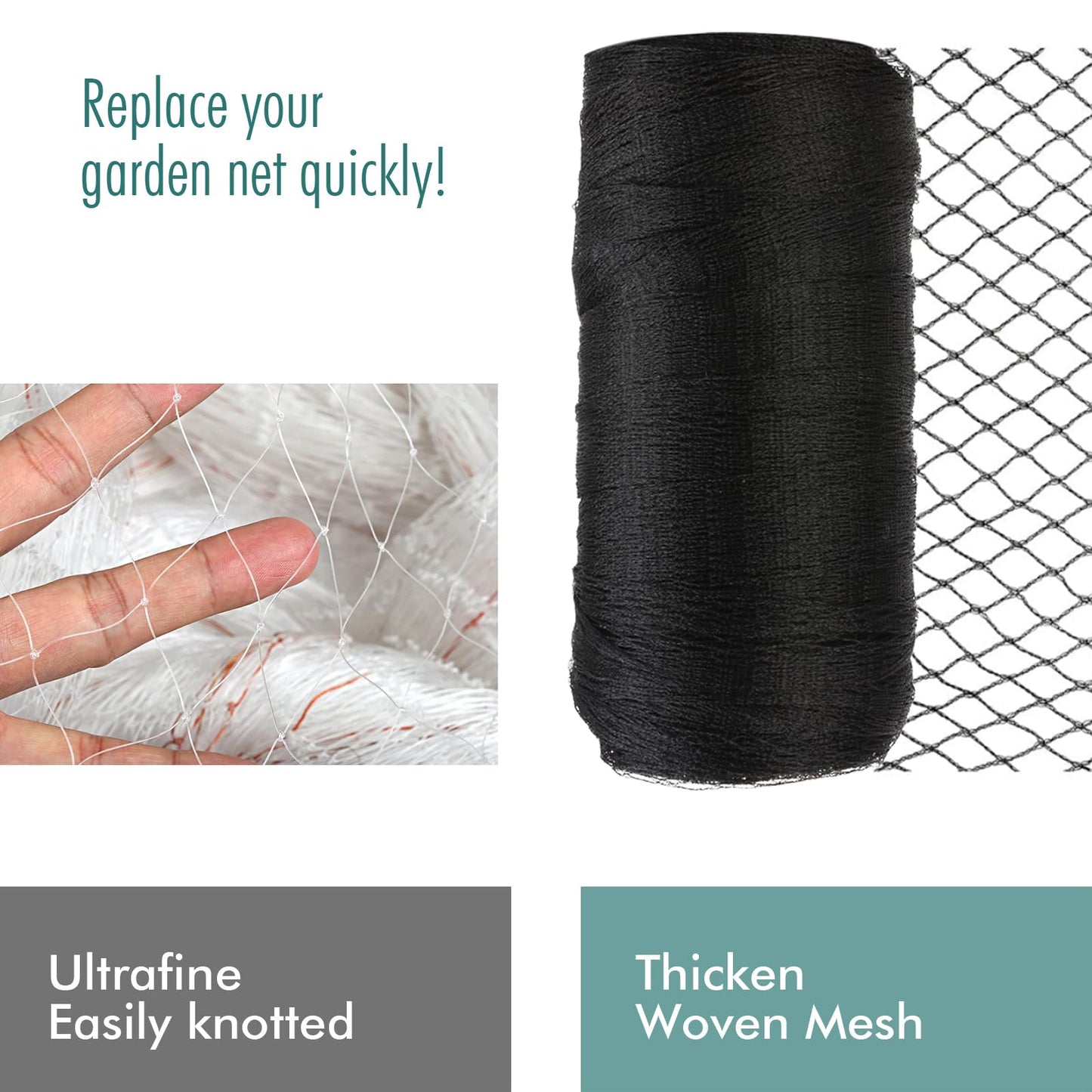 Bird Netting for Garden, Fetanten 7.5 x 100 FT Netting for Garden Protection Vegetables Fruit Trees Blueberry from Birds Deer Poultry, Heavy Duty Woven Mesh Net Animal Fencing with Ties and Staples