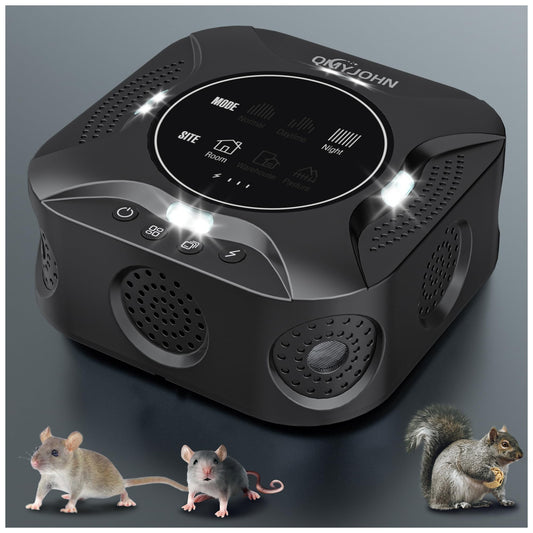 LED Display-Indoor Ultrasonic Pest Repeller Plug-in,with a LED Strobe Light,Effectively Repels Mice,Squirrels,Squirrel Repellent for House,Suitable for Attics,Garages,RVs,etc.
