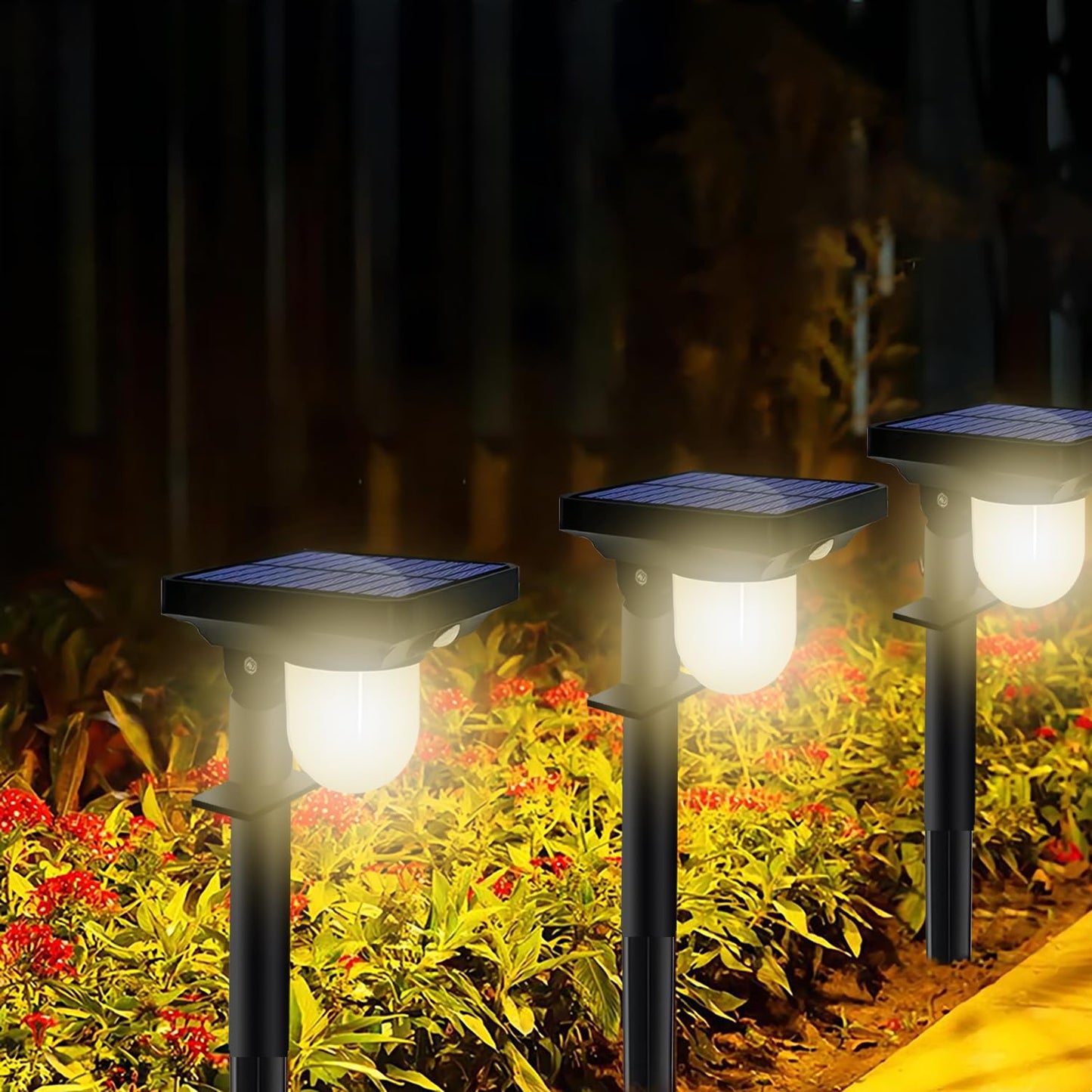 S NMT Super Bright Outdoor Solar Garden Lights Motion Sensor Pathway Light Landscape Lighting for Yard, IP65 Waterproof Solar Powered Porch Lights Walkway Lawn Patio Garden Decor