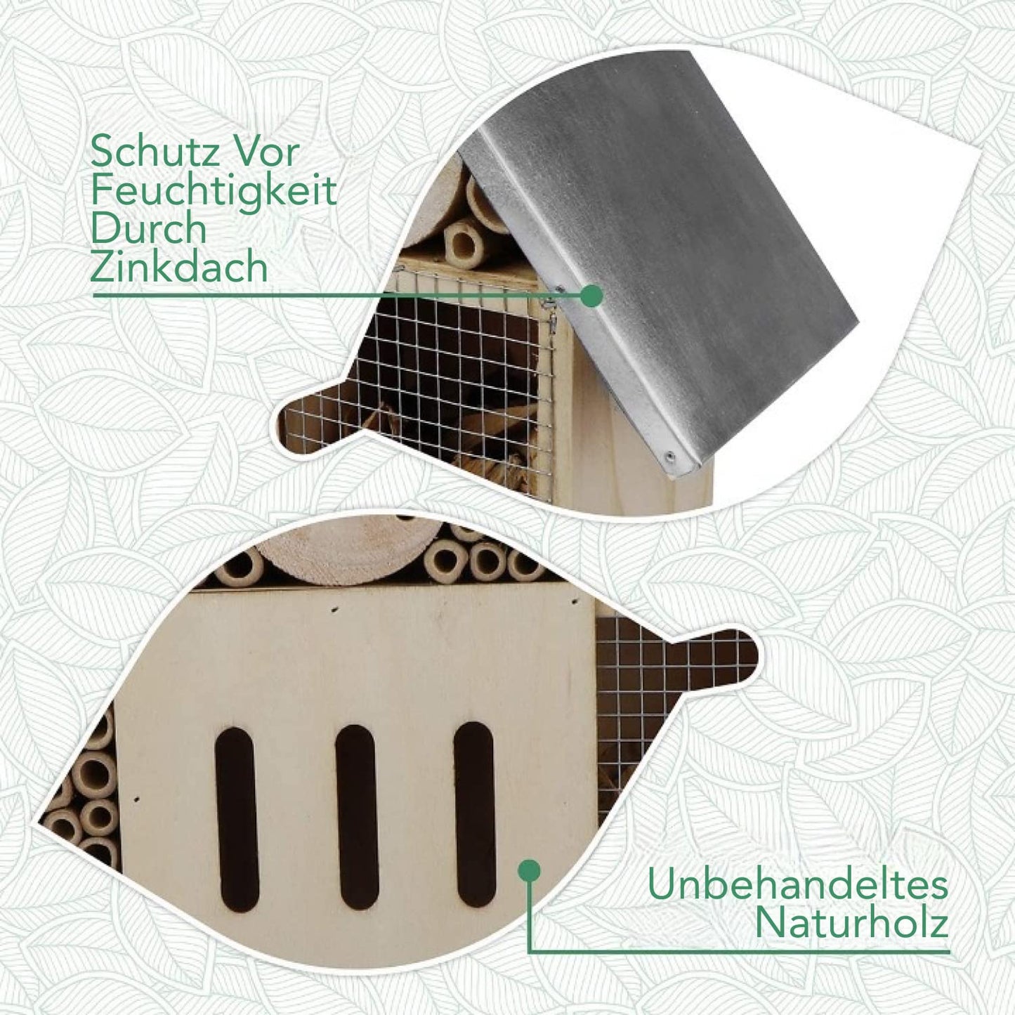 wildlife friend Insect Hotel XXL Standing - bee Hotel with Stand 30 inch, Metal roof - Large Wild bee Hotel - Insect House for Bees, Ladybugs and Butterflies | Insect Hotel kit