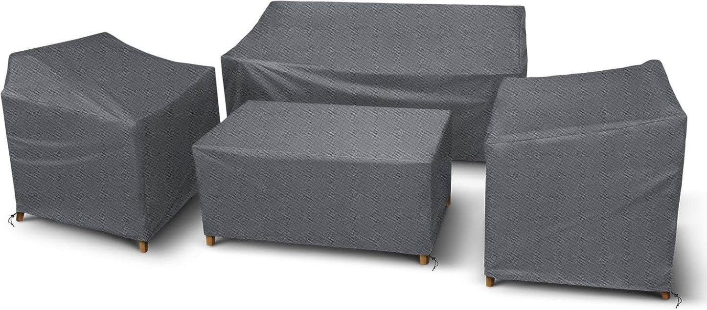 STARTWO Patio Furniture Covers 4 Piece Set, Heavy Duty Waterproof Outdoor Furniture Cover for Rattan Wicker Conversation Set,Grey,Large