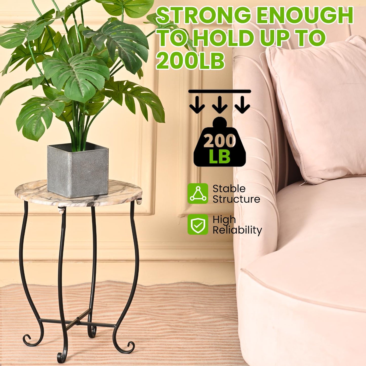 Aonagi Patio Side Table, Versatile 14" Round Side Table for Balcony Yard Porch Bedside Rocking Chair and Pool Chair, Weather Resistant Metal Accent Table for Indoor Outdoor Use, Easy Assembly