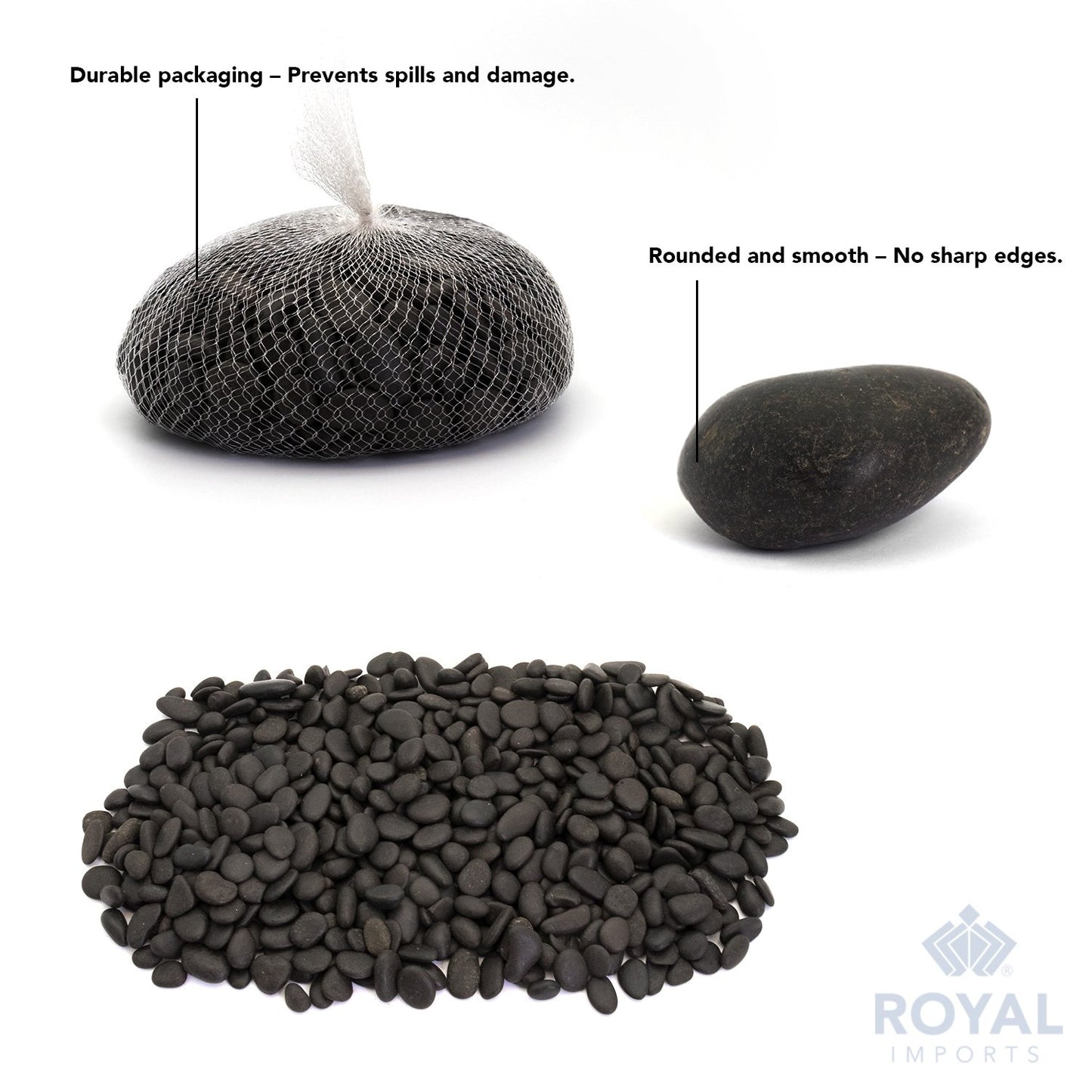 River Rocks Decorative Ornamental Vase Filler 1"-1.5" Black Aquarium Gravel 5 lbs - Landscaping Pebbles for Indoor Plants, Fish Tank Gravel, Terrarium& Home Decor, DIY & Crafting – Royal Imports