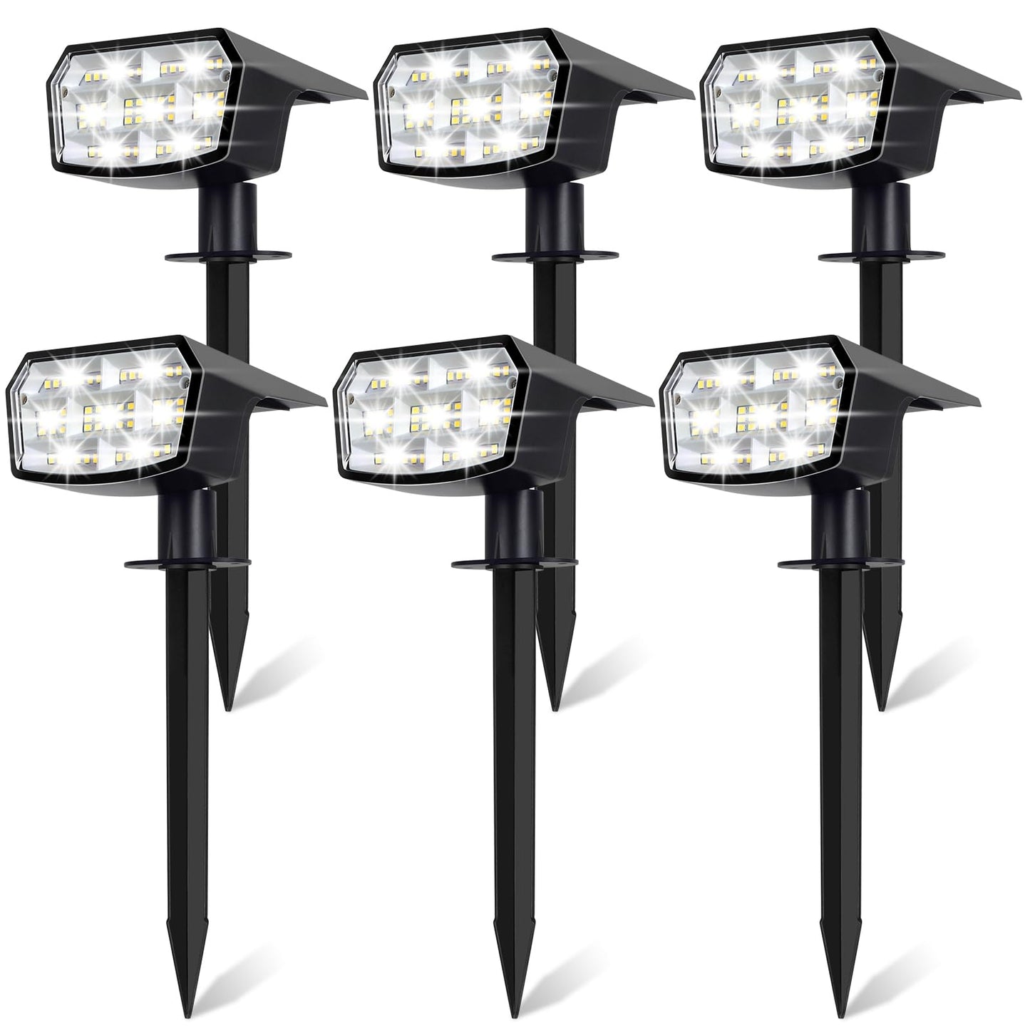 Sucolite 6-Pack Solar Spot Lights Outdoor Waterproof IP65, 3 Lighting Modes 2-in-1 Solar Landscape Spotlights for Yard, 59 LED Solar Powered Wall Lights for Garden Pathway Driveway Walkway, Cool White