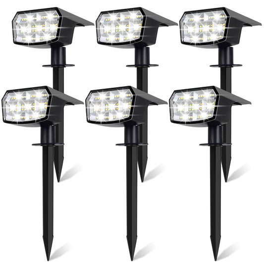 Sucolite 6-Pack Solar Spot Lights Outdoor Waterproof IP65, 3 Lighting Modes 2-in-1 Solar Landscape Spotlights for Yard, 59 LED Solar Powered Wall Lights for Garden Pathway Driveway Walkway, Cool White