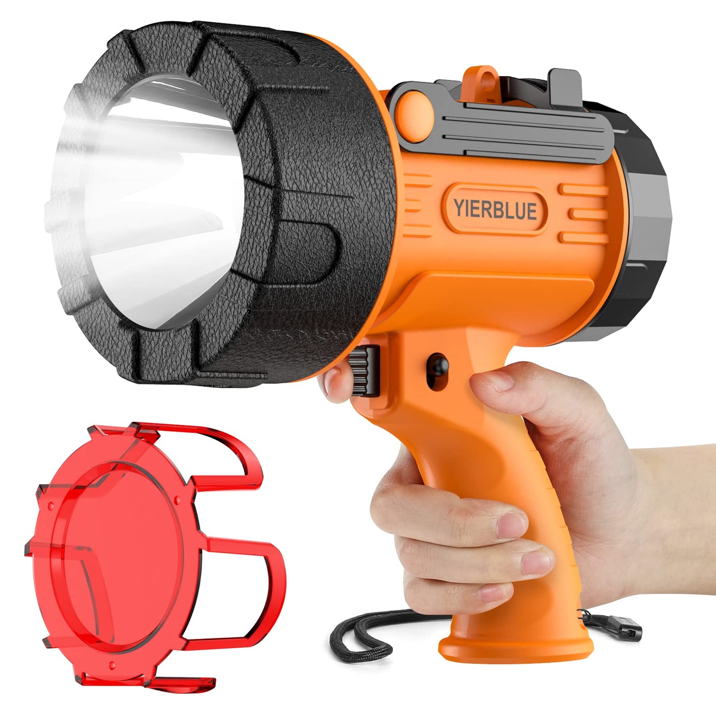 YIERBLUE Rechargeable Spotligh with 2000,000 Lumen LED, Handheld Rechargeable Spotlight IP67 Waterproof Flashlight, 9h Ultra-Long Standby, Ideal Spotlight for Boating, Camping