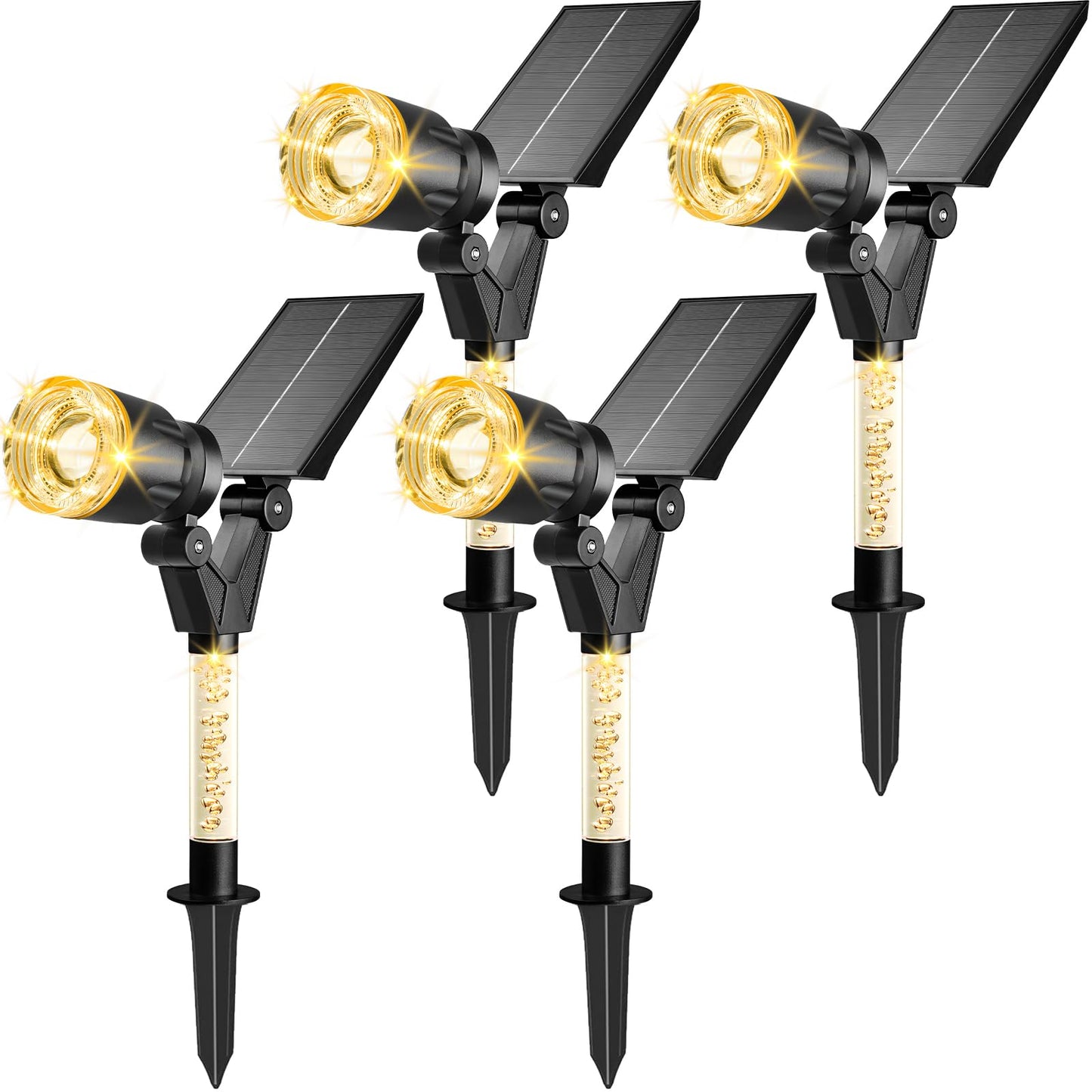 Gorrzai Solar Lights Outdoor Waterproof Spot Lights, 4 Pack Solar Powered Garden Spotlights for Outside Yard Pathway House Landscape Lighting, Auto On/Off, 3000K Warm White