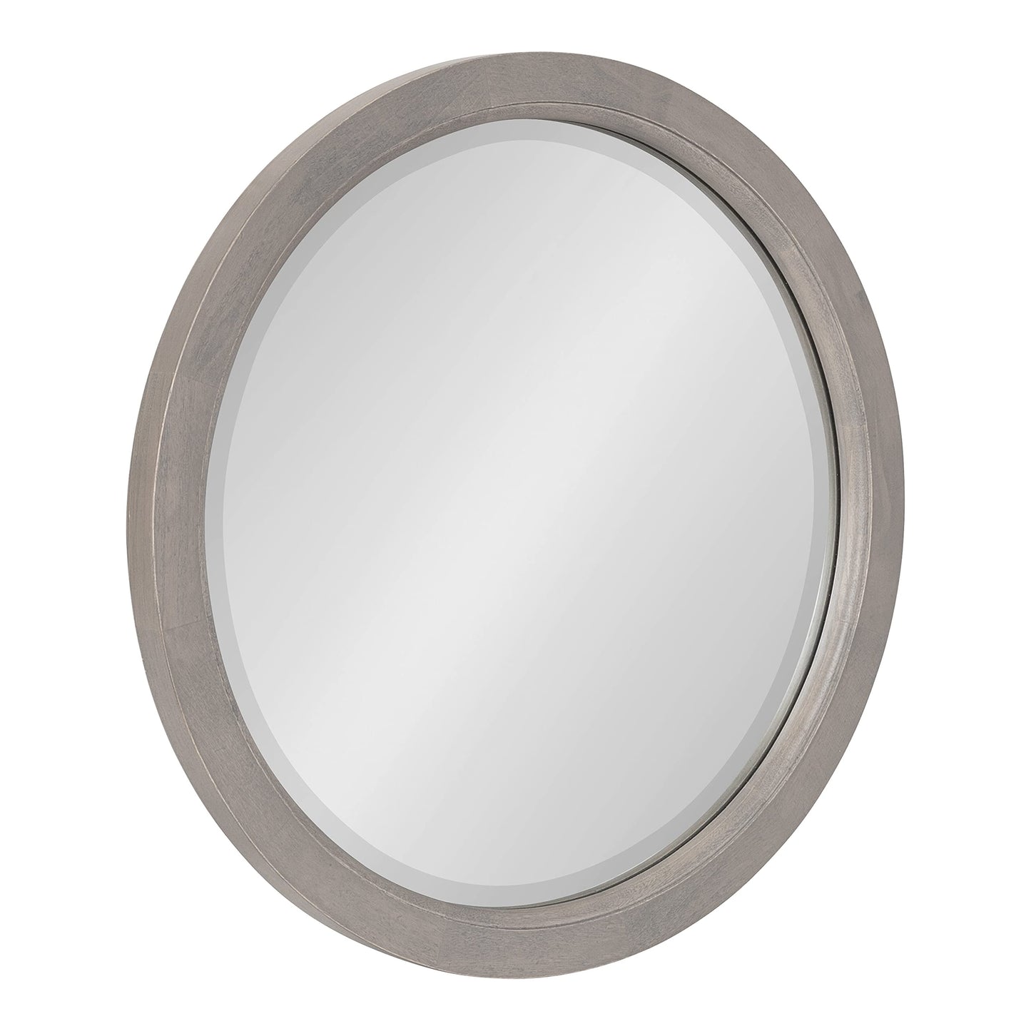 Kate and Laurel Hogan Farmhouse Round Wall Mirror; 18 Inch Diameter; Gray; Sophisticated Modern Mirror for Wall