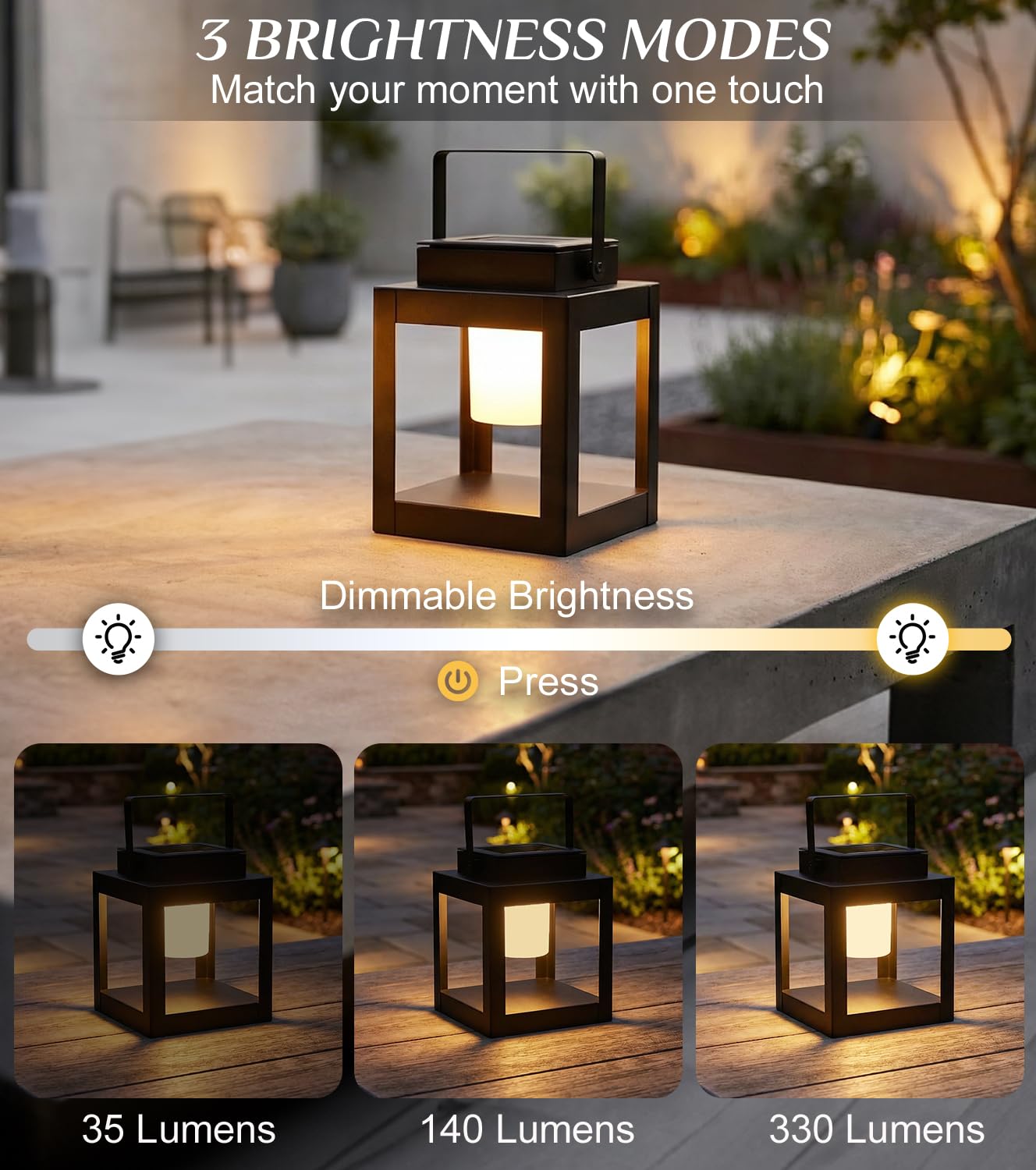 Solar Lantern Outdoor Table Lamp - Portable Hanging LED Lights, Dural Rechargeable Waterproof Decorative Lights for Patio Camp
