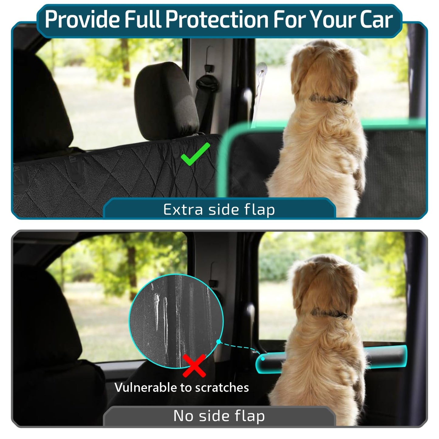 Veckle SUV Cargo Liner for Dogs with Side Flaps, Large (54" x 93") Water Resistant Trunk Cover, Non-Slip Pet Area Protector with Bumper Flap, Universal Fit for SUVs Sedans Vans, Black