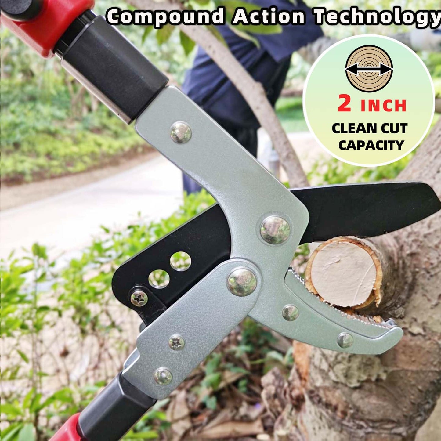 YRTSH Loppers Branch Cutter Heavy Duty Tree Trimmer, Extendable 28-41" Tree Pruner with Compound Action, Tree Cutter with 2 Inch Clean Cut Capacity Chop Thick Branches Effortlessly