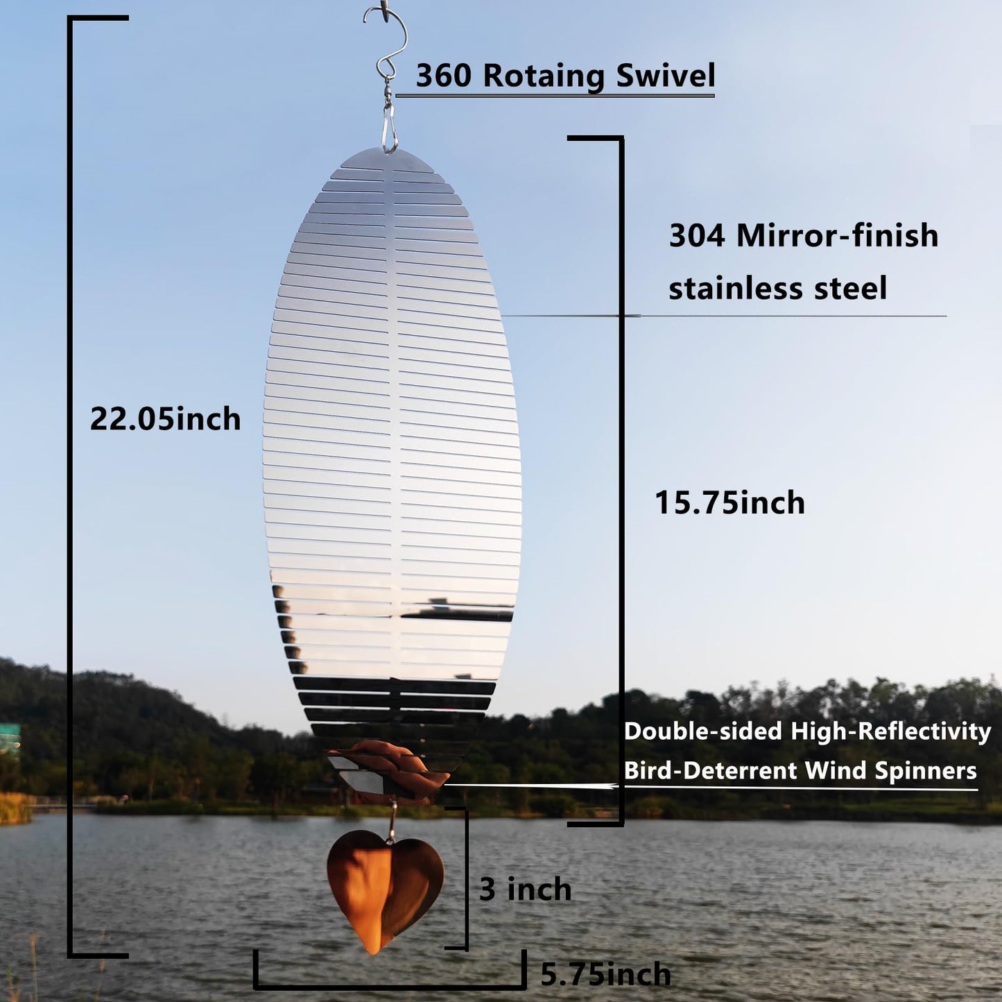 2pcs 15.8"x 5.9" Bird Deterren for Outside Patio Garden Porch Pool Window,Mirror High Reflective Bird Scare Devices Wind Spinners Outdoor Decor, to Keep Woodpecker Away from House