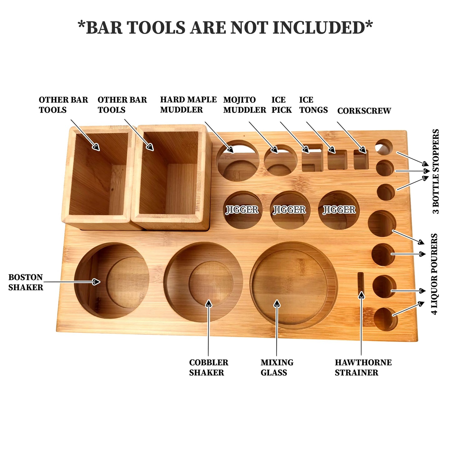 Barillio Bamboo Stand for Bartender Kit Storage (Bar Tools are Not Included) | Cocktail Shaker Set Wood Holder | Perfect Match with Barillio Complete Bar Tool Set