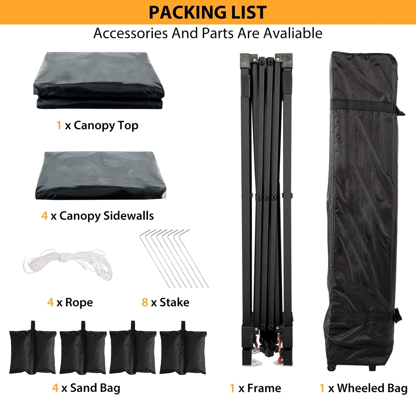 10X10 Pop Up Canopy Tent with 4 Sidewalls, Heavy Duty Commercial Instant Shelter, One-Person Quick Setup Outdoor Party Tent, Water-Resistant & Portable for Outdoor Events, Camping, Black