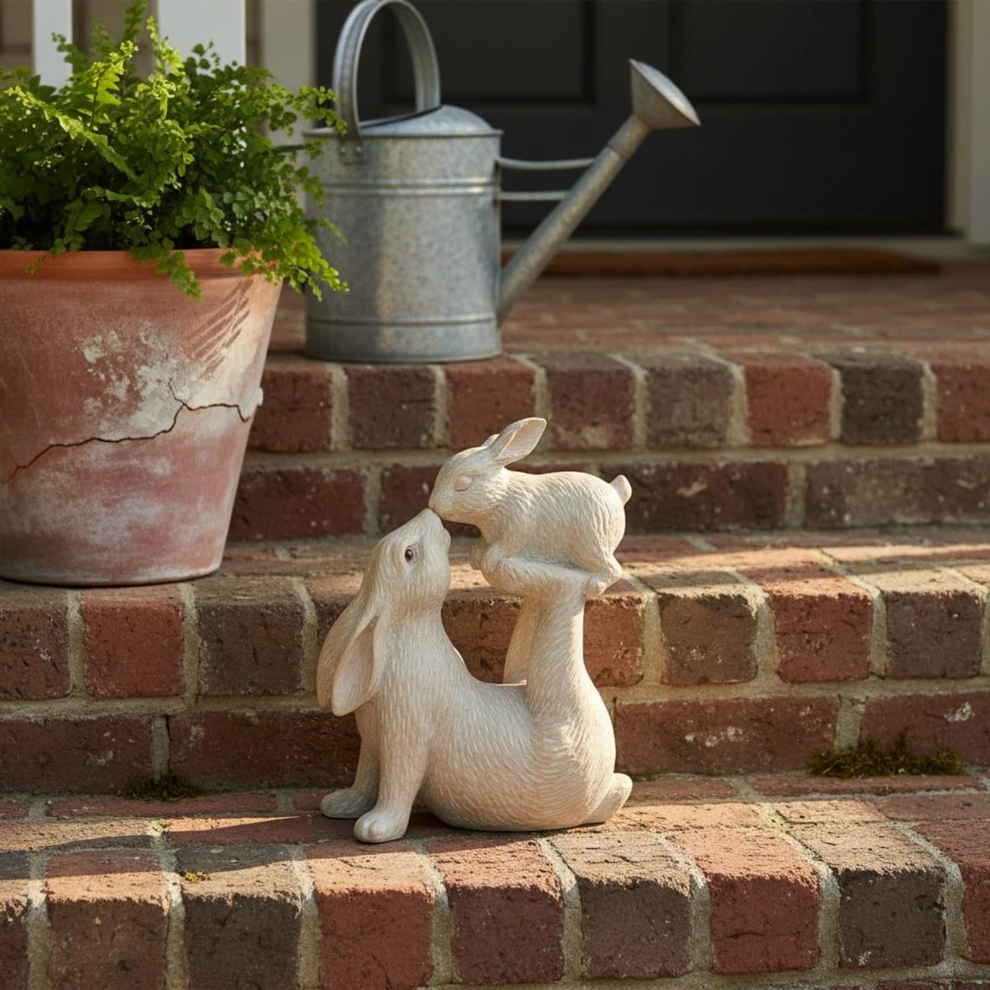 Braxio Rabbit Decor for Home Garden – Kissing Bunny Statue, Living Room, Bookshelf, or Patio Decor, Resin Figurine for Animal Lovers, 6.3" L x 2.6" W x 7.9" H