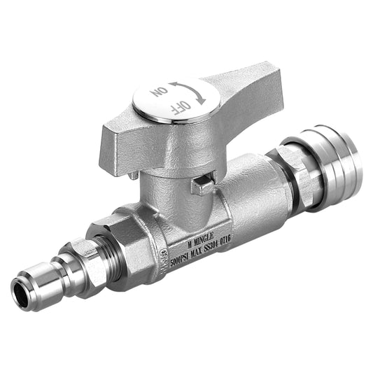 M MINGLE Ball Valve Pressure Washer, 3/8" Quick Connect Ball Valve for Power Washer Hose, 5000 PSI