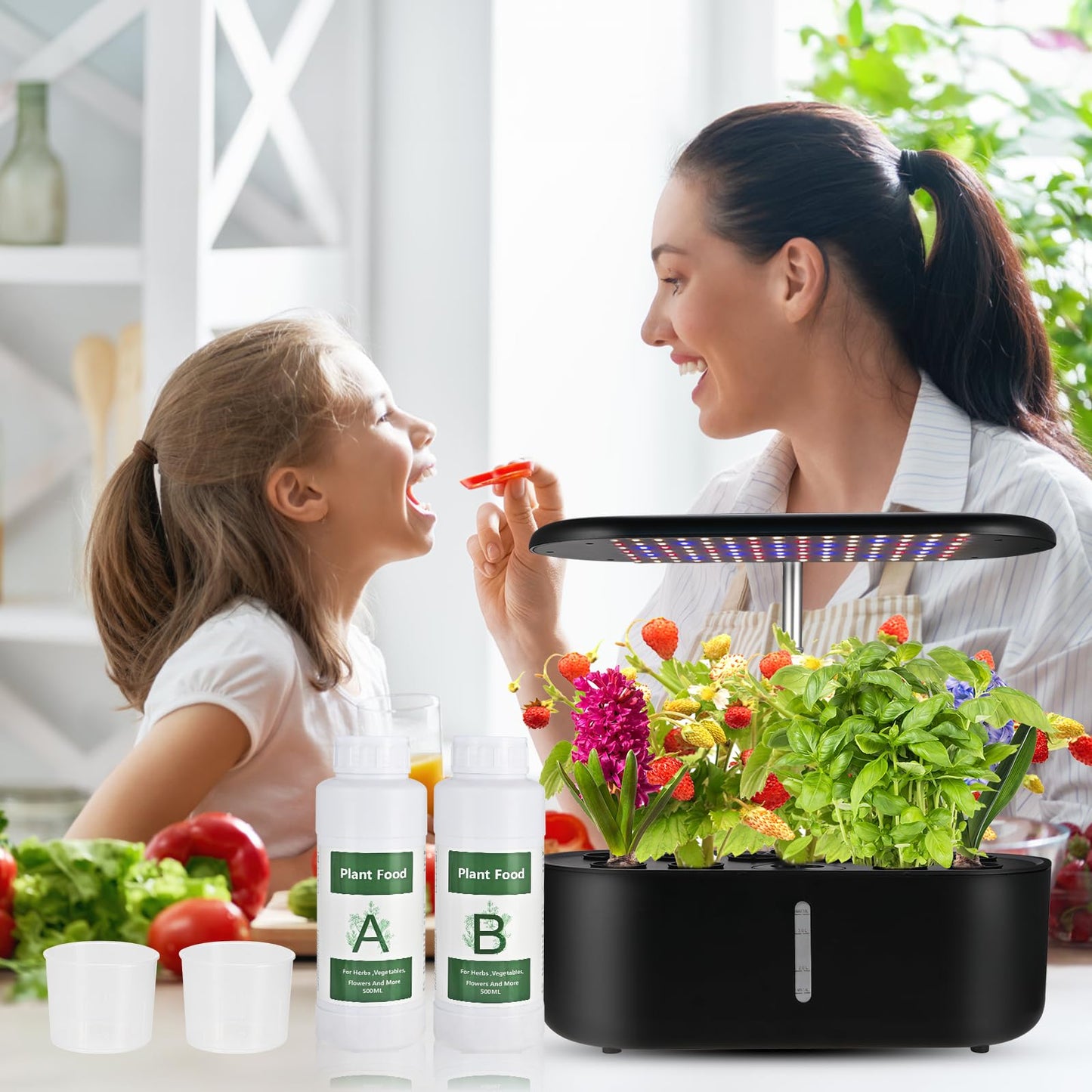 Tigvio 1000ml Hydroponic Nutrients A&B for Aerogarden Plant Food with 2 Measuring Cups - Fertilizer for Indoor Hydroponics Garden & Growing Vegetables, Fruits, Flowers (1000ml)
