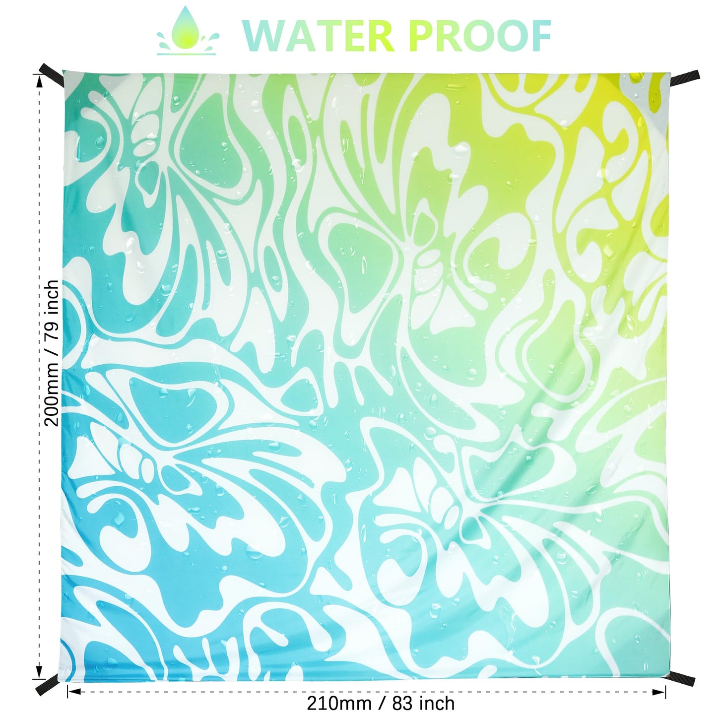 WIWIGO Beach Blanket Waterproof Sandproof Beach Mat 79" X 83"/10'x9'for 2-8 Adults Quick Drying Outdoor Picnic Mat Beach Accessories for Travel, Camping, Hiking
