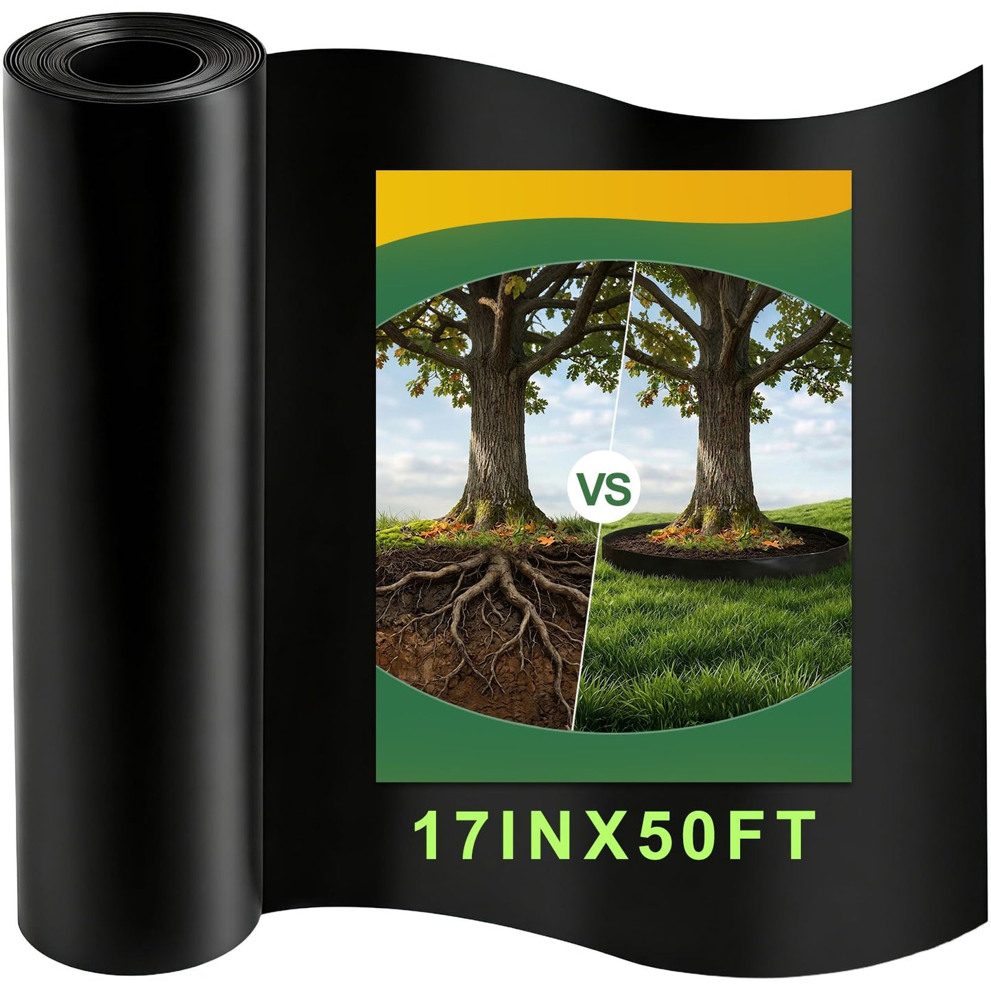 Convivium Tree Root Barrier Roll, 60mil Recycled HDPE Root & Bamboo Barrier for Landscaping, Heavy-Duty Root Blocker for Sidewalks, Driveways & Garden Edging (17in x 50ft x 60mil)