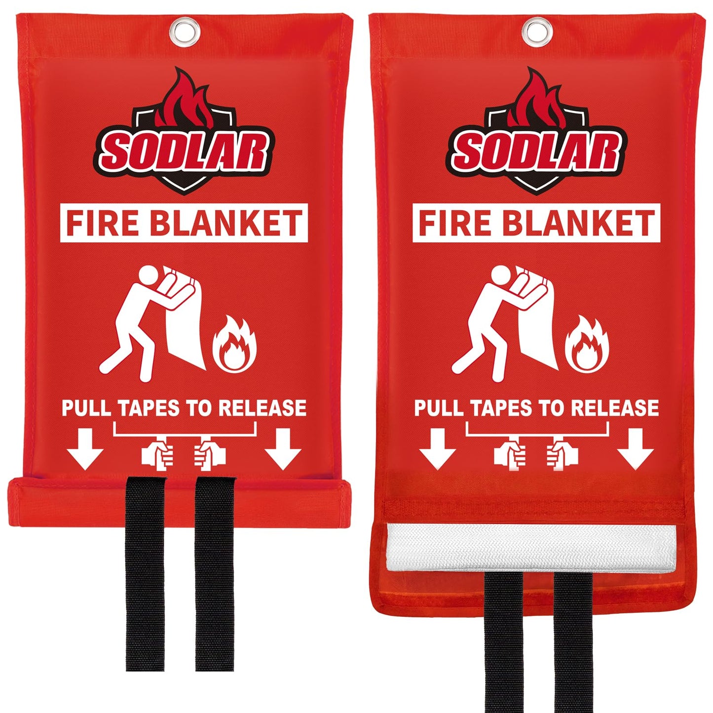 Fire Blanket Emergency for Home Kitchen - 40"x40" Fireproof Safety Protection Fiberglass Flame Retardant Blankets Survival Essential Kit for Outdoor Camping House Car Fireplace Grill BBQ - 2 Pack