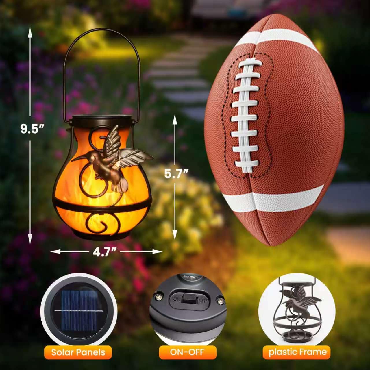 Khaornix 2 Pack Solar Lanterns Outdoor Waterproof Flickering Flame Light Hummingbird Hanging Solar Powered Lantern for Yard Patio Porch Outdoor Garden Decor Women Friend Teachers Appreciation Gifts