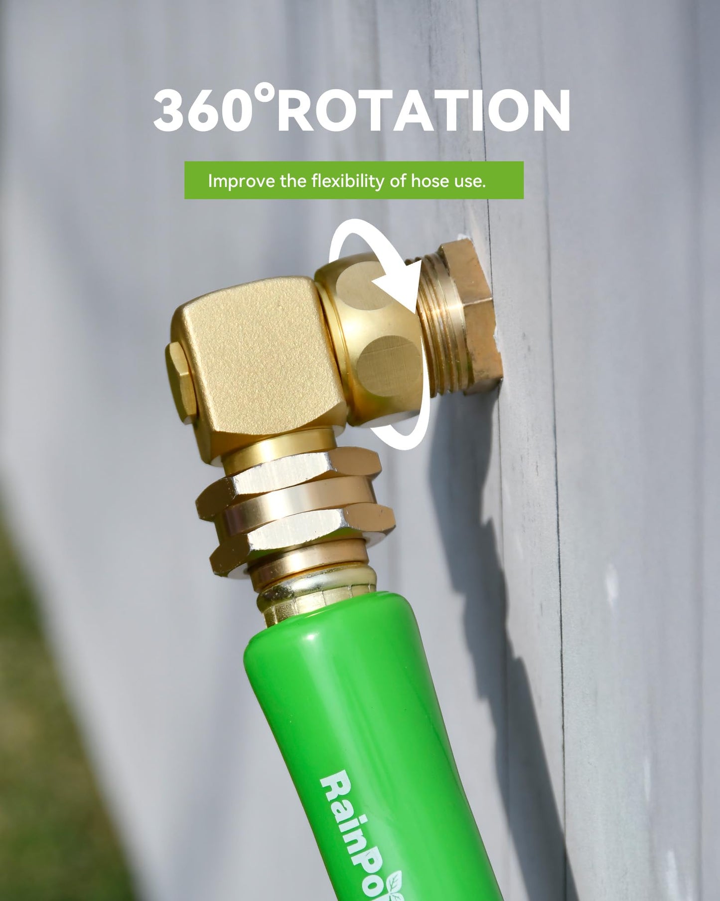 RAINPOINT 90 Degree Hose Elbow-360 Degree Swivel, 3/4" GHT Garden Hose Connector/Adapter, Solid Brass Water Hose Fittings for RV, Outdoor Faucet, Spigot,Easy Installation(2 Pack)