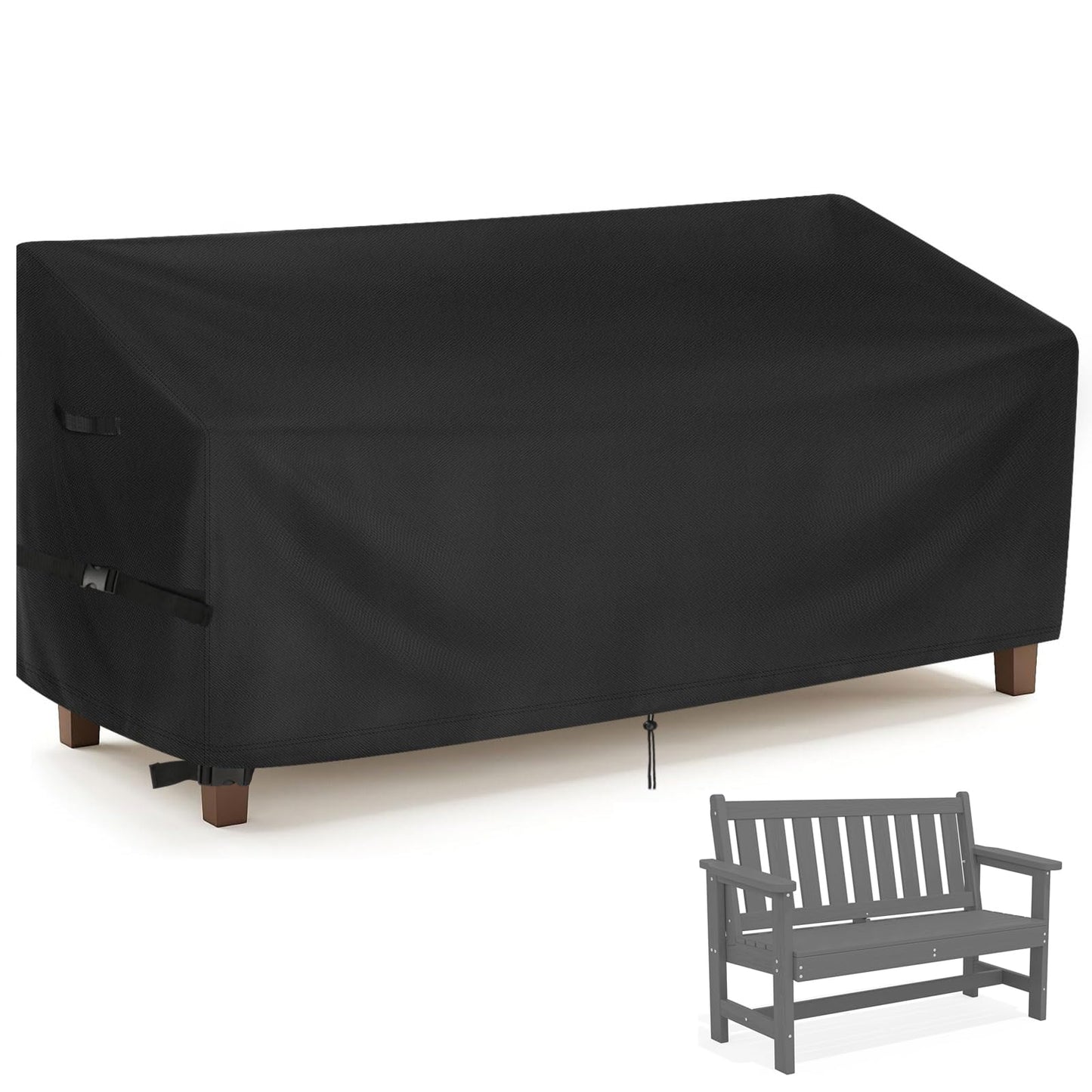 Iptienda Outdoor Bench Cover for SERWALL Benches, 49inch Patio Bench Covers Waterproof Heavy Duty for Entryway Bench/Garden Benches, Black-49x23x35in