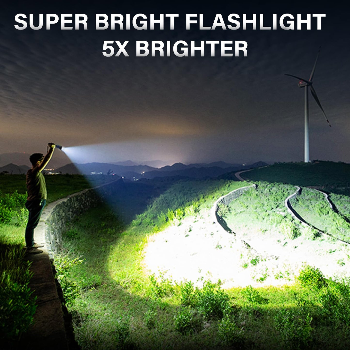 AKNEAR Rechargeable LED Flashlight High Lumens, Super Bright Flashlights with Zoomable & USB C Rechargeable & 5 Light Mode & IPX7 Waterproof, Powerful Flash Light for Home, Hiking, Camping